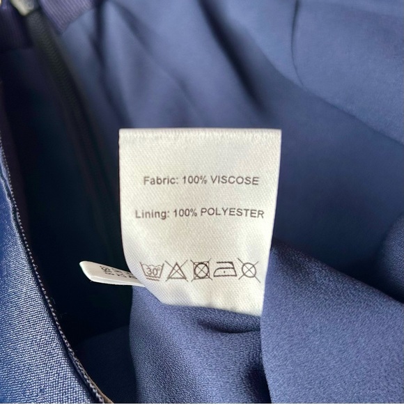 Les Heroines by Vanessa Cocchiaro Wide Leg Trouser Pants Navy Blue Satin Size 8 - Picture 11 of 13